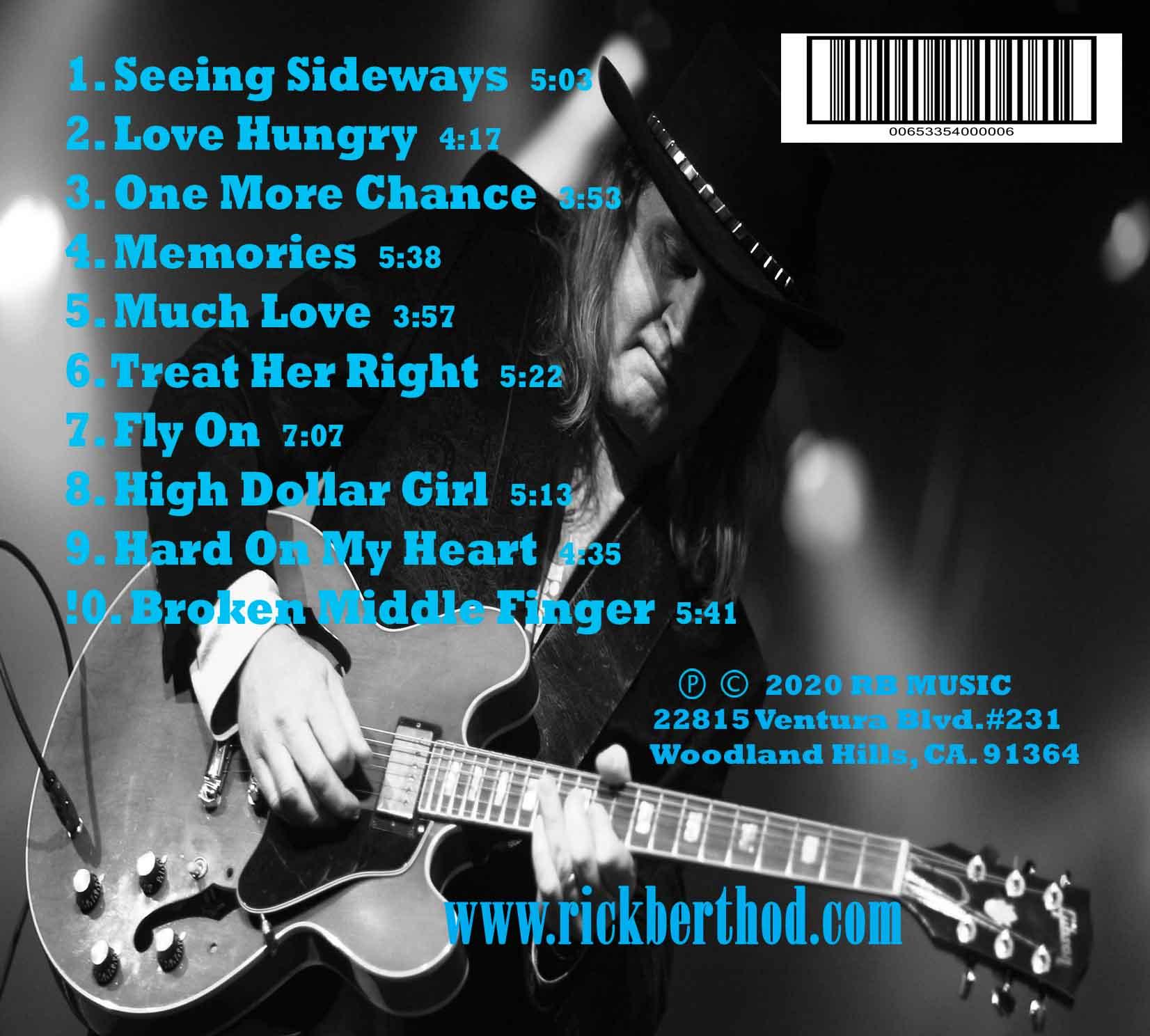 Peripheral Visions album cover, back with the track list