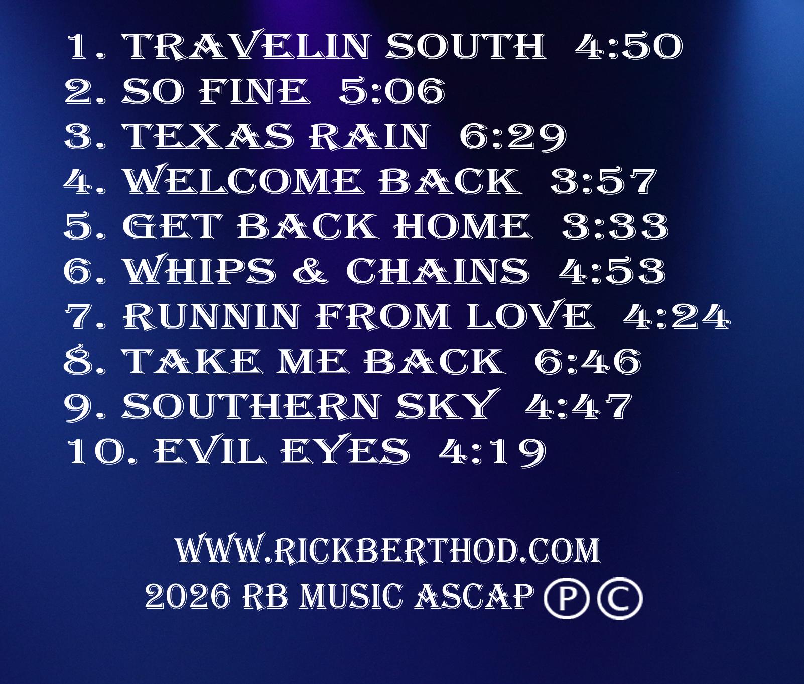 Get Back Home album cover, back with the track list